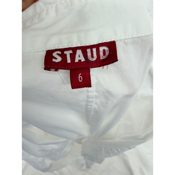 Staud White Cotton Poplin Button Front Maxi Shirt Dress Size 6 - Picture 6 of 10